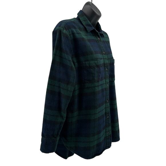 Madewell Flannel Oversized Boyshirt WMNS XS Green Plaid Button Up Long Sleeves - Picture 4 of 9